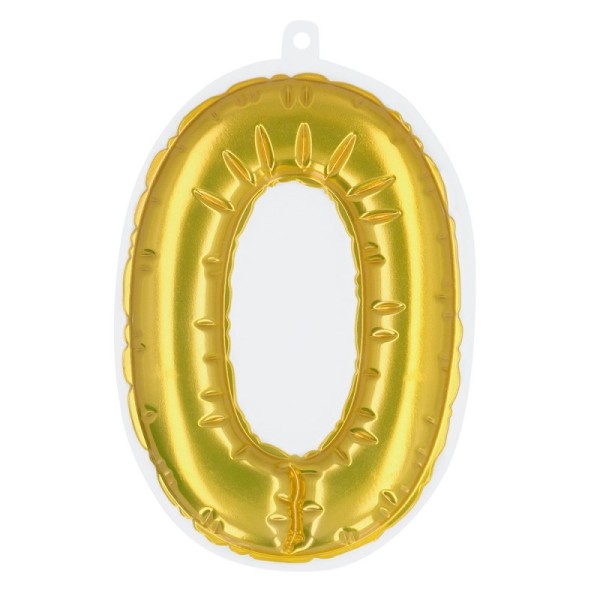 Numéros autocollants de ballon en aluminium '0' or (20 cm)
