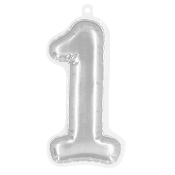 Numéros autocollants de ballon en aluminium '1' argent (20 cm)
