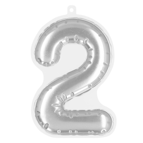 Numéros autocollants de ballon en aluminium '2' argent (20 cm)