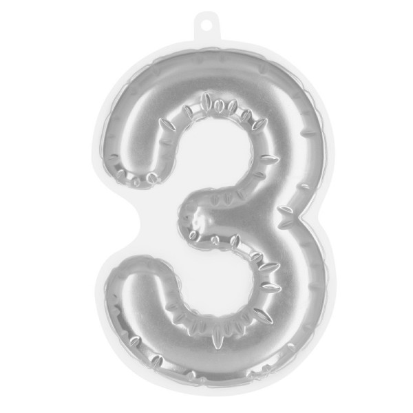 Numéros autocollants de ballon en aluminium '3' argent (20 cm)