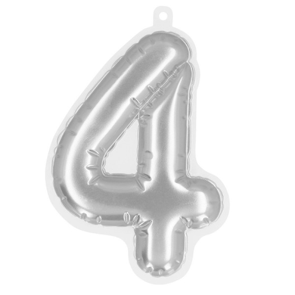 Numéros autocollants de ballon en aluminium '4' argent (20 cm)