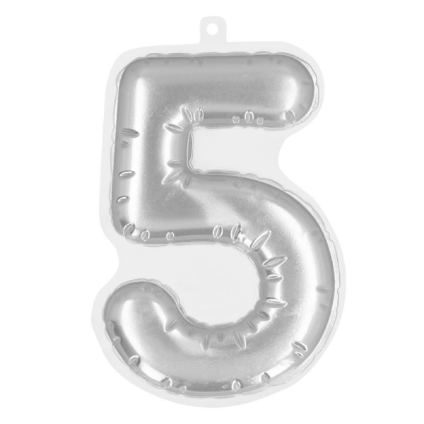 Numéros autocollants de ballon en aluminium '5' argent (20 cm)