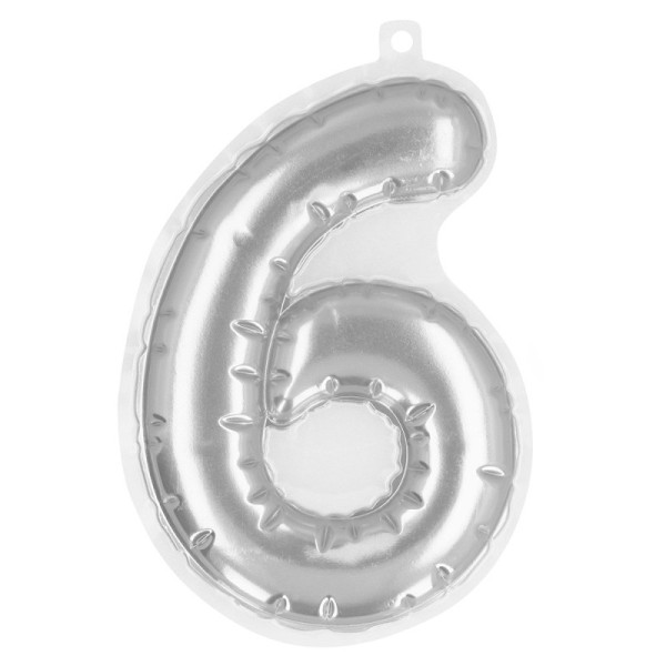Numéros autocollants de ballon en aluminium '6' argent (20 cm)