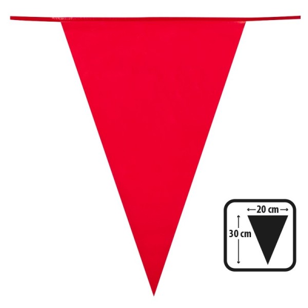 Guirlande de fanions PE rouge (30 x 20 cm)(10 m)