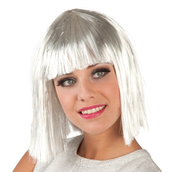 Perruque Gigi glamour blanc (lamé argent)