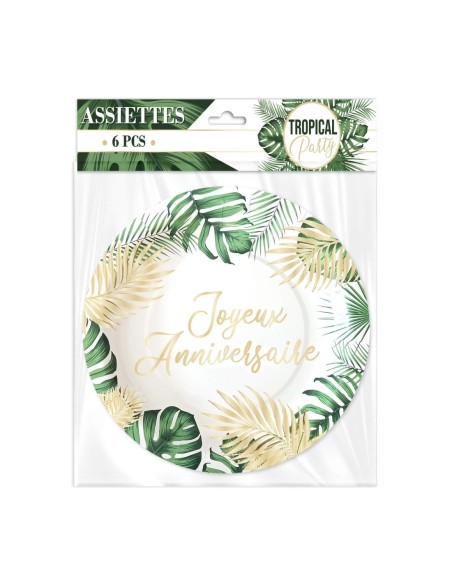Pack 6 Assiettes Anniv Tropical