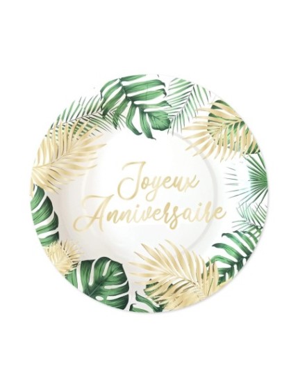 Pack 6 Assiettes Anniv Tropical Faites La Fête Accessoires de décoration