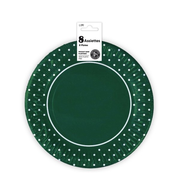 ASSIETTES X 8 FESTIVES 23CM VERT