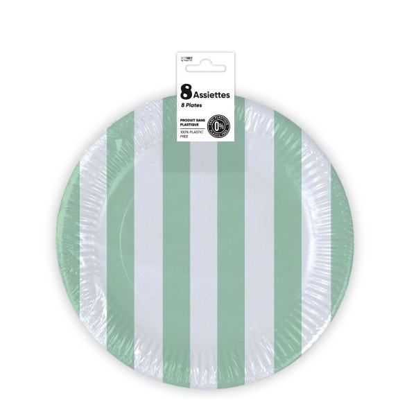 ASSIETTES X 8 PASTEL 23CM VERT