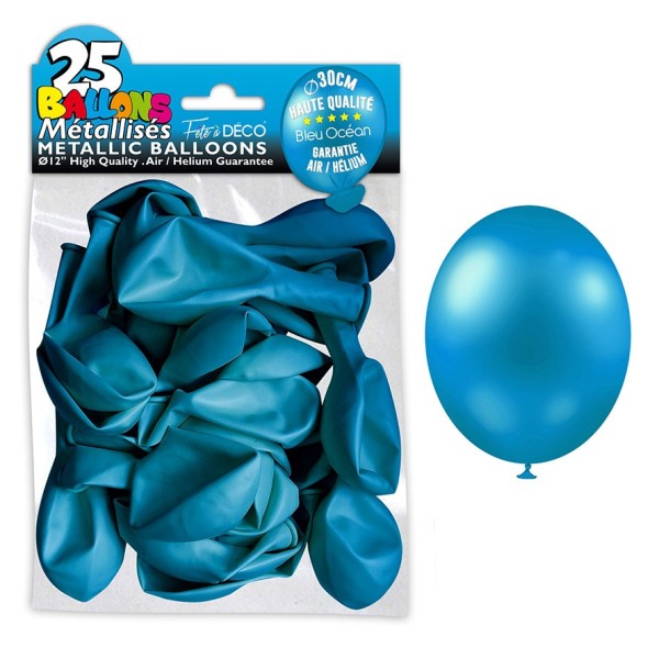 SACHET 25 BALLONS METAL BLEU