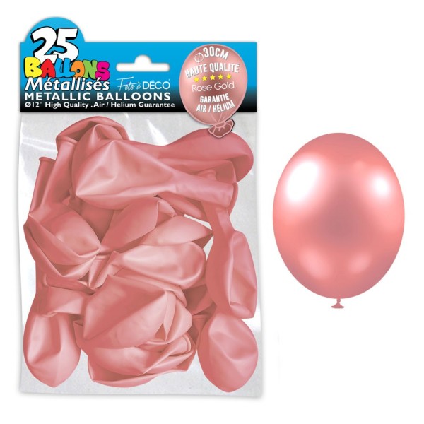 SACHET 25 BALLONS METAL ROSE GOLD