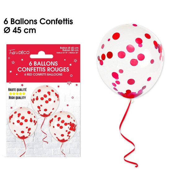 BALLONS CONFETTIS X6 ROUGES