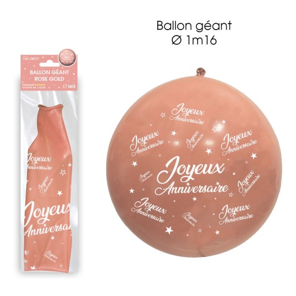 BALLON GEANT JOYEUX ANNIVERSAIRE CUIVRE