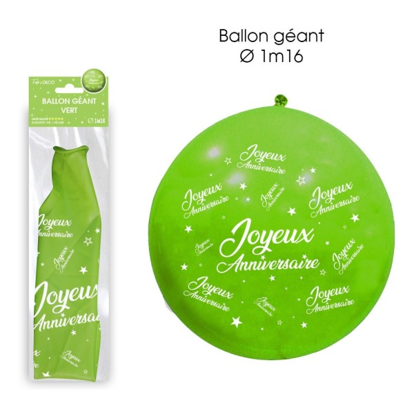 BALLON GEANT JOYEUX ANNIVERSAIRE VERT