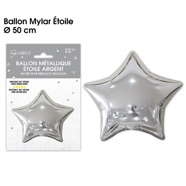 BALLON METALLIQUE ETOILE ARGENT