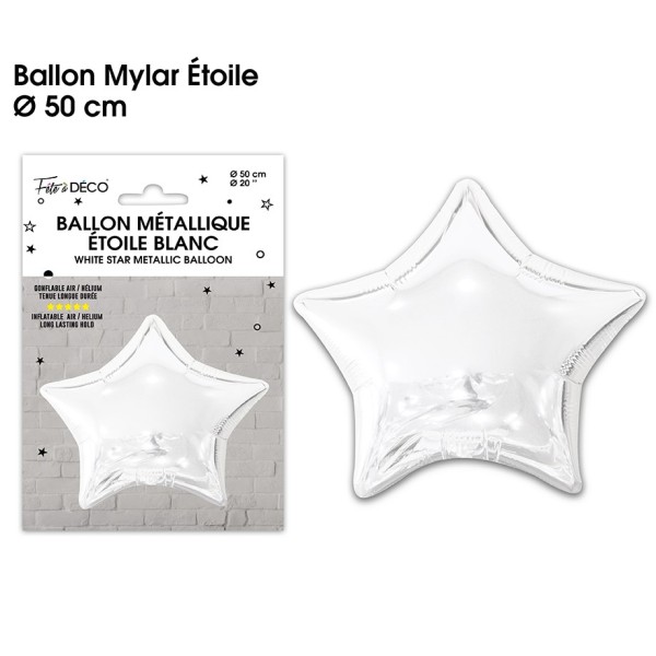 BALLON METALLIQUE ETOILE BLANC