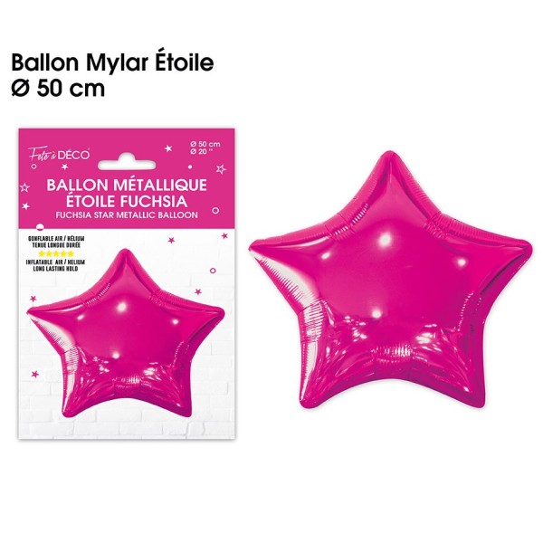 BALLON METALLIQUE ETOILE FUCHSIA