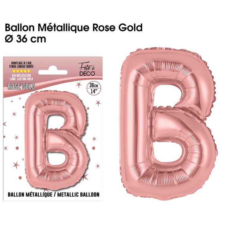BALLON MÉTALLIQUE 36CM LETTRE D - ROSE GOLD