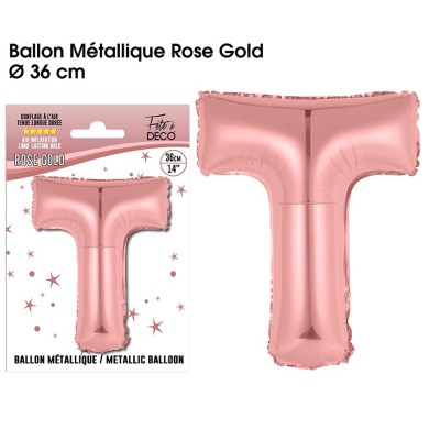 BALLON MÉTALLIQUE 36CM LETTRE H - ROSE GOLD
