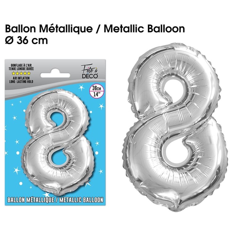 Ballon métallique - Chiffre - Argenté