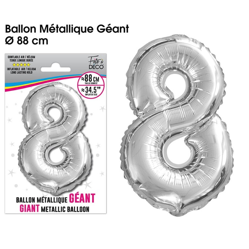 Ballon métallique - Chiffre - Argenté