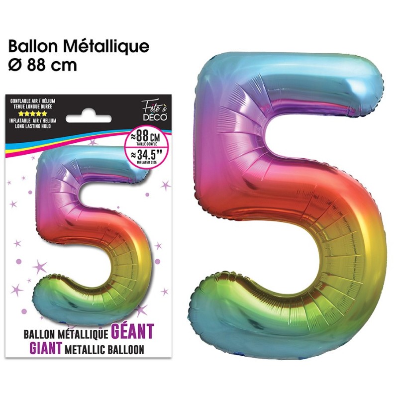 Ballon d'anniversaire gonflé à l'helium 18 ans multicolore
