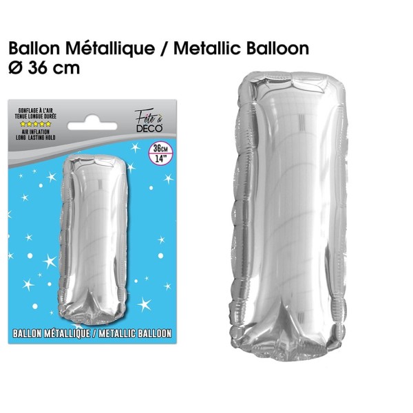 BALLON METALLIQUE ARGENT LETTRE I
