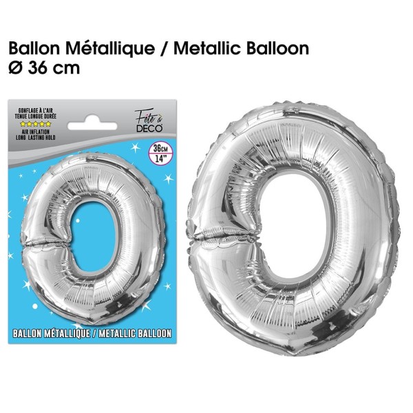 BALLON METALLIQUE ARGENT LETTRE O