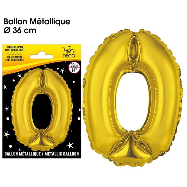 BALLON METALLIQUE OR CHIFFRE 0