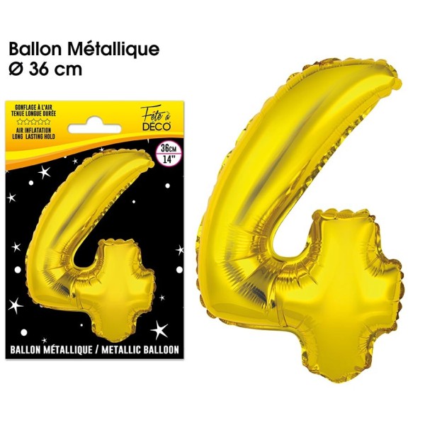 BALLON METALLIQUE OR CHIFFRE 4