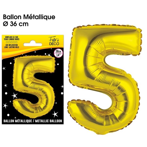 BALLON METALLIQUE OR CHIFFRE 5