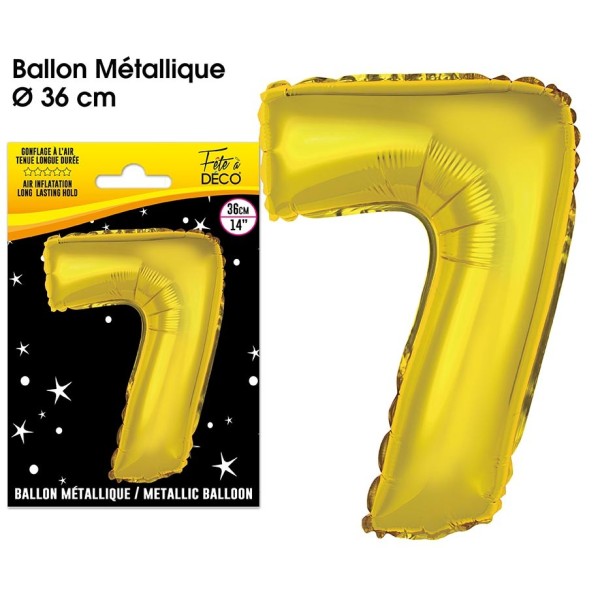 BALLON METALLIQUE OR CHIFFRE 7