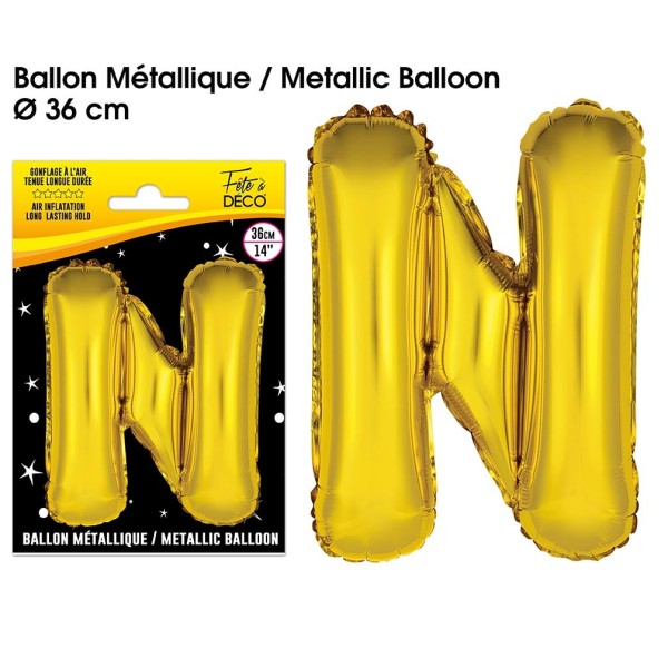 BALLON METALLIQUE OR LETTRE N