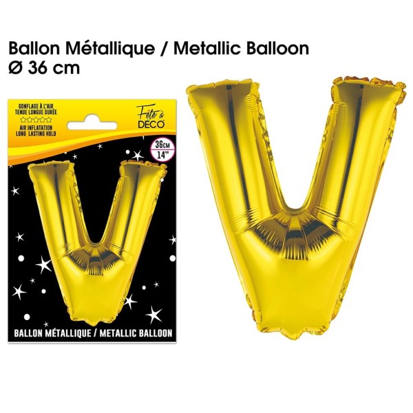 BALLON METALLIQUE OR LETTRE V