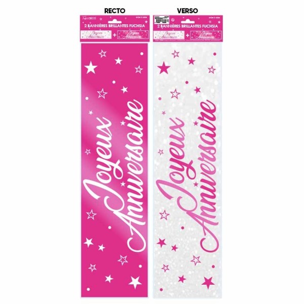 BANNIERE JOYEUX ANNIVERSAIRE METALLIQUE FUCHSIA