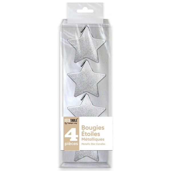 BOUGIES METALLISEES ETOILE BLANC