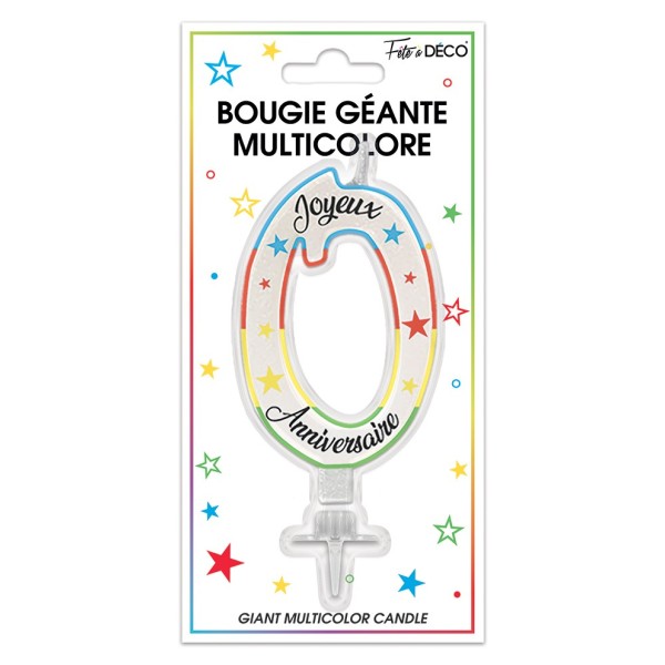 BOUGIE PAILLETTEE GEANTE CHIFFRE 0