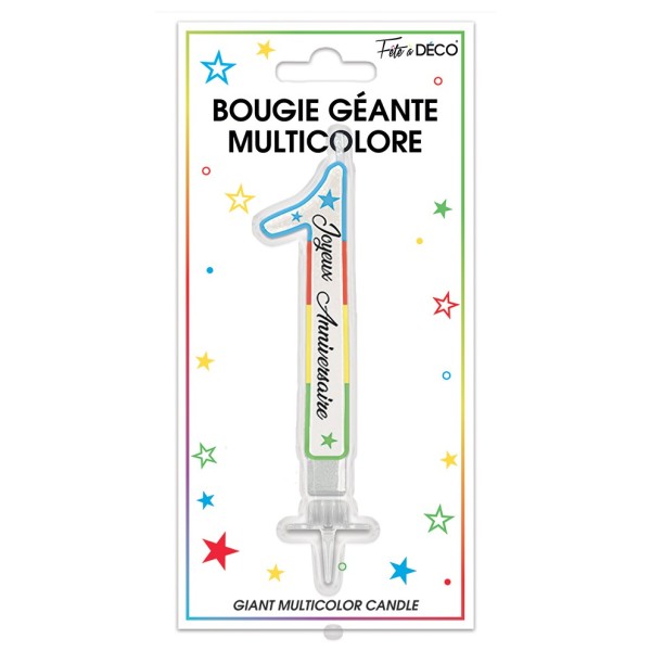 BOUGIE PAILLETTEE GEANTE CHIFFRE 1