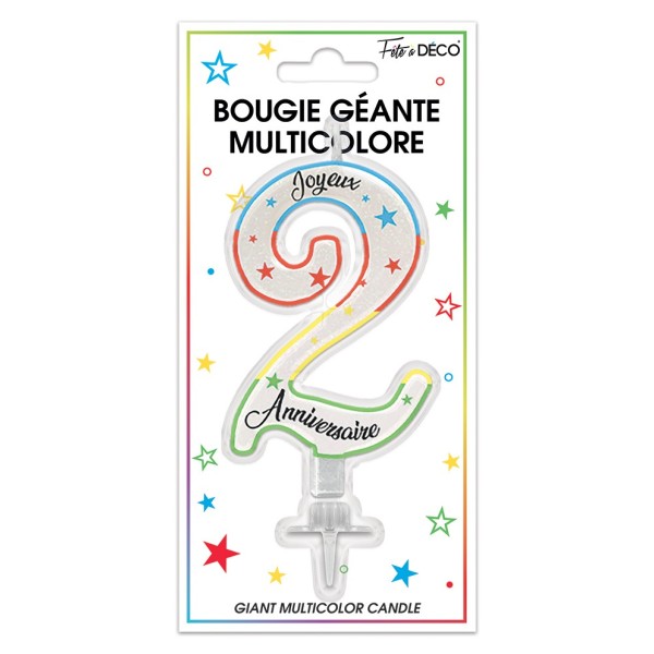 BOUGIE PAILLETTEE GEANTE CHIFFRE 2