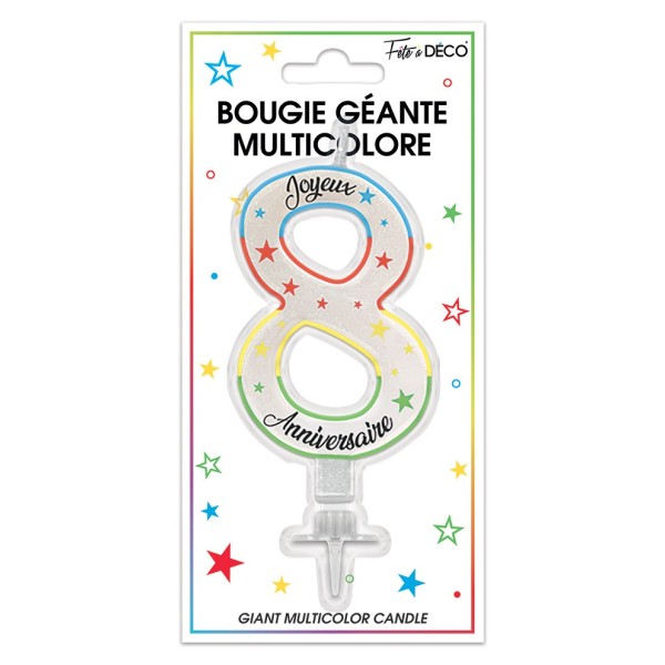 BOUGIE PAILLETTEE GEANTE CHIFFRE 8