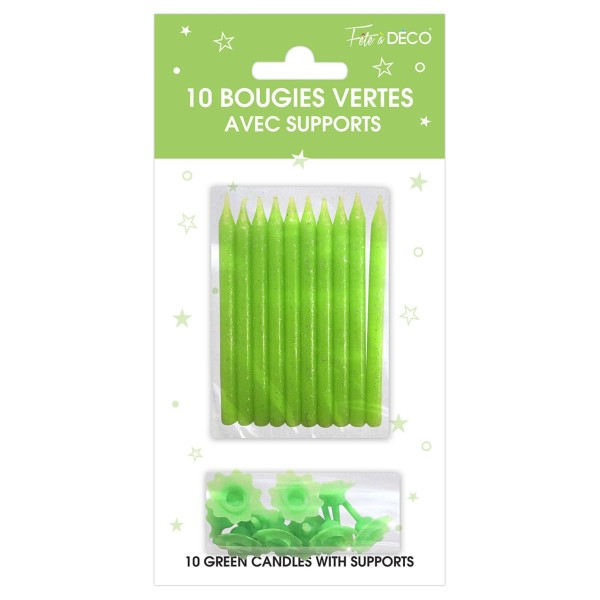 BOUGIES SUPPORTS PAILLETEES VERT