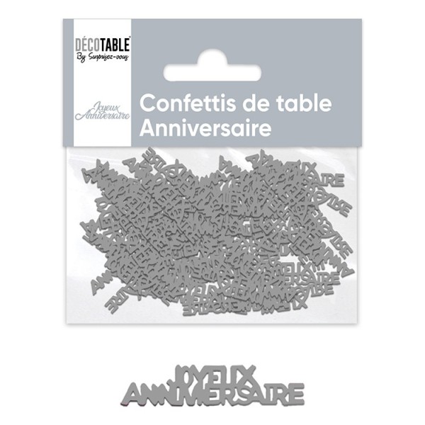 CONFETTIS ANNIVERSAIRE PAPIER GRIS