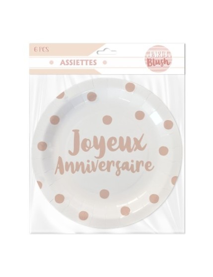 Pack 6 Assiettes Party Blush Faites La Fête Accessoires de décoration