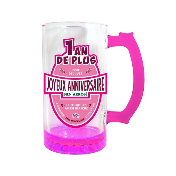 CHOPE A BIERE JOYEUX ANNIVERSAIRE ROSE