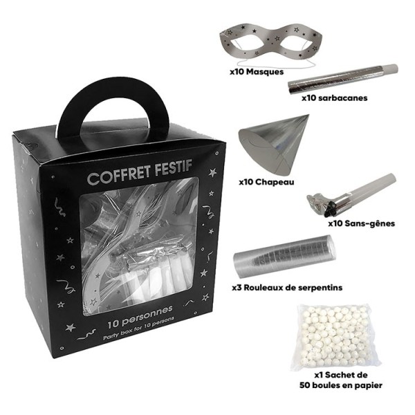 COFFRET FESTIF 10 PERSONNES ARGENT