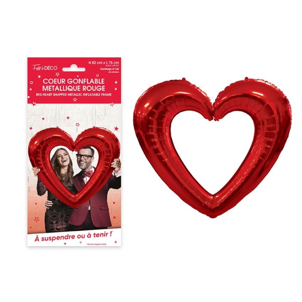 COEUR GONFLABLE METALLIQUE ROUGE