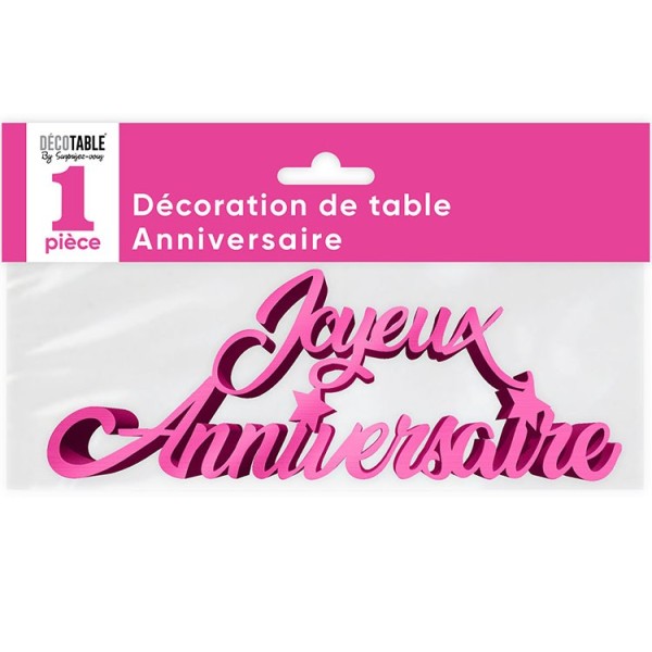 DECORATION DE TABLE ANNIVERSAIRE MÉTALLISÉE FUCHSIA