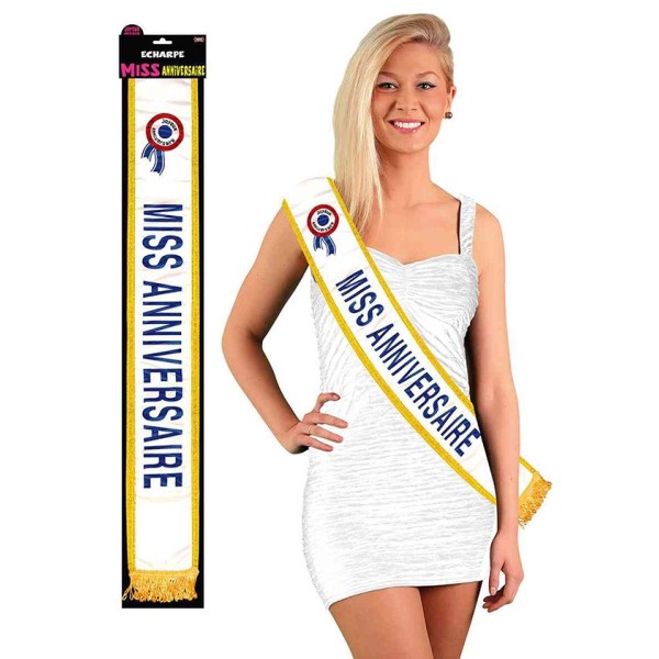 ECHARPE MISS JOYEUX ANNIVERSAIRE BLEUE