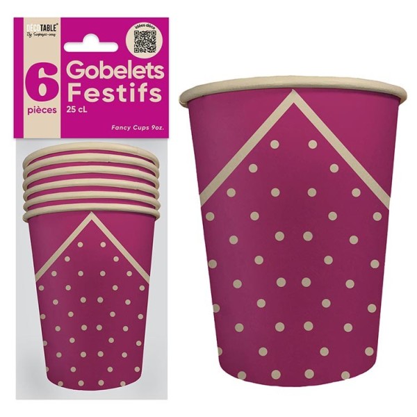 GOBELETS X 6 FESTIF 25CL FUCHSIA