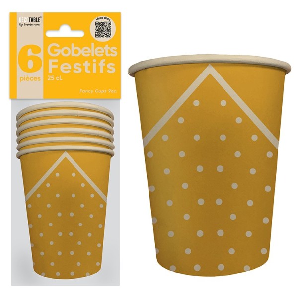GOBELETS X 6 FESTIF 25CL JAUNE